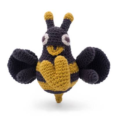 Jouet apaisant Abeille en crochet en coton bio - Myum -The veggy toys