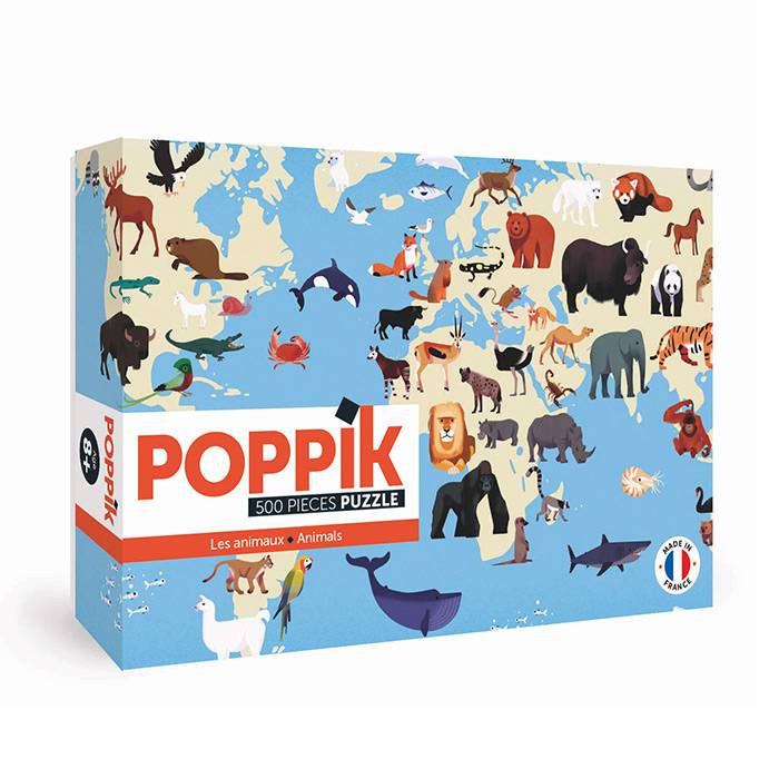 Puzzle de 500 pièces - Animaux du monde - Poppik
